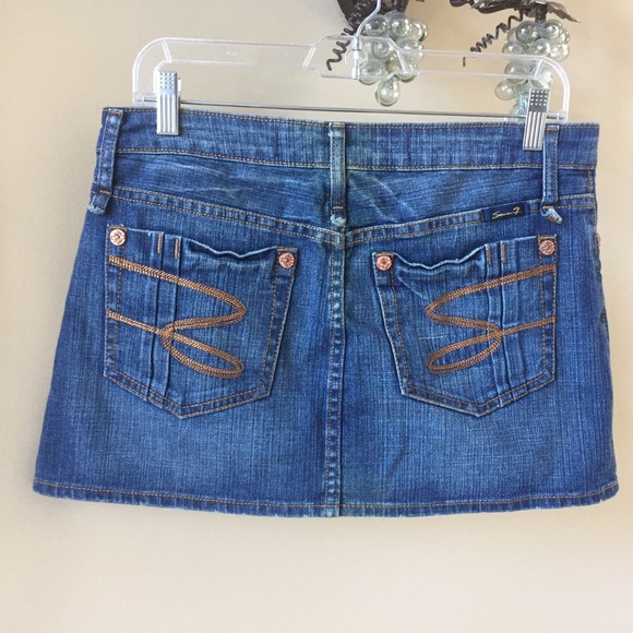 Seven 7 Premium Denim Jean Mini Short Skirt Sz 27 - Picture 6 of 8